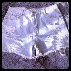 Light Wash Distressed Shorts